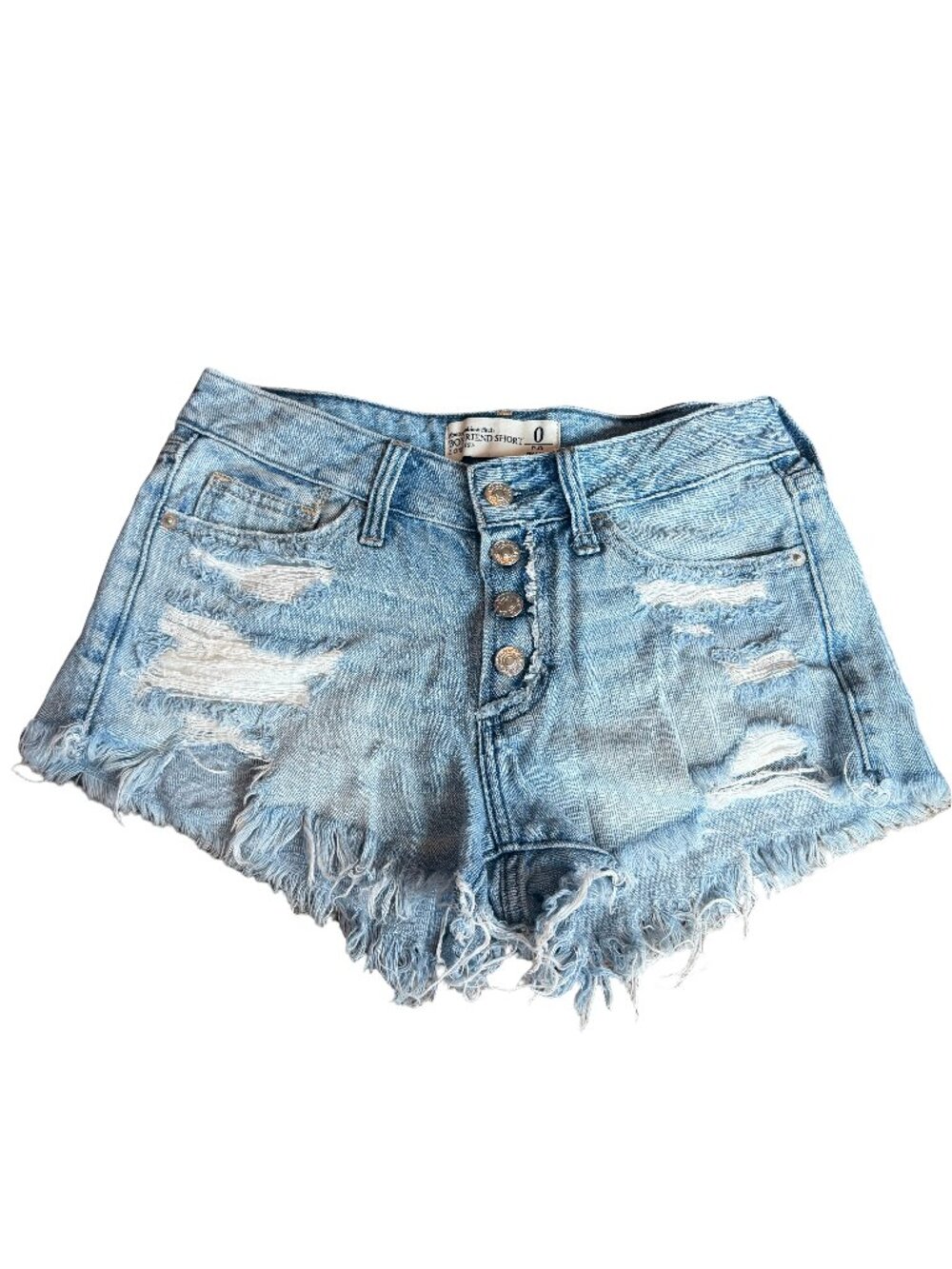 Abercrombie & Fitch Boyfriend Shorts Low Rise Light Wash Denim Button Fly Size 0